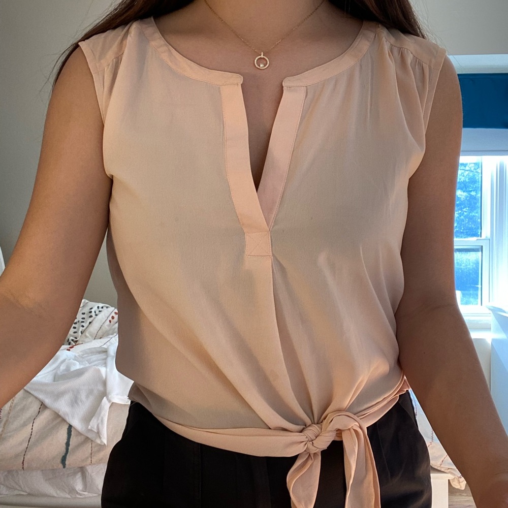 capped sleeve tie front blouse (American Eagle)